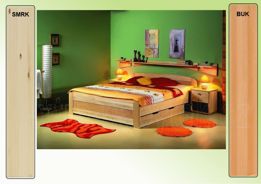dřevěná masivní postel